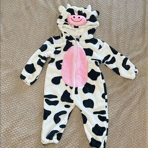 Cow Print Baby Onesie with Hood